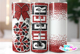 Cheer Coach Glitter 20 oz Skinny Tumbler png Design -  Red and Black