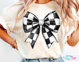 Checkered Coquette Bow | Racing PNG Sublimation File