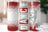 Dance Glitter 20 oz Skinny Tumbler Red and Silver | PNG Sublimation File