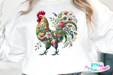 Floral Rooster | PNG Sublimation File