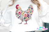 Floral Chicken | PNG Sublimation File