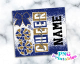Cheer Glitter 20 oz Skinny Tumbler png Design -  Blue and Old Gold