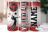 Volleyball Glitter 20 oz Skinny Tumbler png Design -  Red and Black