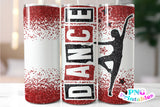 Dance Glitter 20 oz Skinny Tumbler Red and Black | PNG Sublimation File