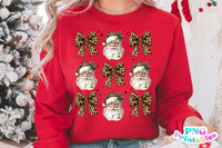 Cheetah Print Bow and Santa | Christmas Sublimation PNG