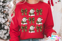 Cheetah Print Bow and Snowman | Christmas Sublimation PNG