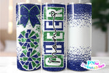 Cheer Mom Glitter 20 oz Skinny Tumbler png Design - Royal Blue and Green