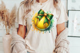 Softball with Green and Gold Bow | PNG File