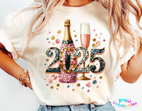 New Years 2025 Pink and Gold | PNG Sublimation File