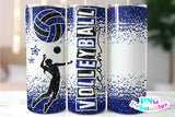 Volleyball Glitter 20 oz Skinny Tumbler png Design -  Royal Blue and Black