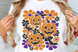 Retro Floral Jack o' Lanterns | Halloween SVG Cut File