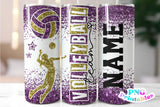 Volleyball Glitter 20 oz Skinny Tumbler png Design -  Purple and Gold