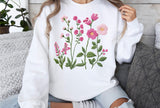 Faux Embroidery Pink Wildflower Pocket | PNG Sublimation File