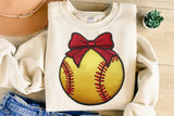 Faux Embroidered Softball | PNG Sublimation File
