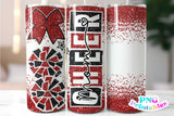 Cheer Mom Glitter 20 oz Skinny Tumbler png Design -  Red and Black