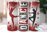 Dance Glitter 20 oz Skinny Tumbler Red and Black | PNG Sublimation File