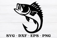Bass Fish Hook | Fishing SVG Cut File