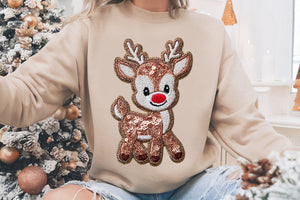 Faux Embroidery Reindeer | Christmas Sublimation PNG