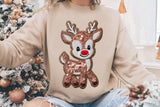 Faux Embroidery Reindeer | Christmas Sublimation PNG