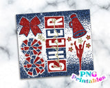 Cheer Glitter 20 oz Skinny Tumbler png Design - Navy Red and Gold
