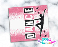 Dance Glitter 20 oz Skinny Tumbler Pink and Black | PNG Sublimation File