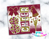 Cheer Coach Glitter 20 oz Skinny Tumbler png Design - Maroon and Gold