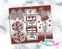 Cheer Glitter 20 oz Skinny Tumbler png Design - Brown and Silver