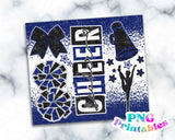 Cheer Glitter 20 oz Skinny Tumbler png Design - Blue and Black