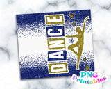 Dance Glitter 20 oz Skinny Tumbler Royal Blue and Gold | PNG Sublimation File