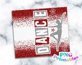 Dance Glitter 20 oz Skinny Tumbler Red and Silver | PNG Sublimation File