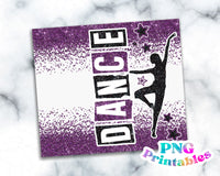 Dance Glitter 20 oz Skinny Tumbler Purple and Black | PNG Sublimation File