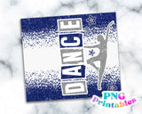 Dance Glitter 20 oz Skinny Tumbler Royal Blue and Silver | PNG Sublimation File