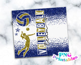 Volleyball Glitter 20 oz Skinny Tumbler png Design - Blue and Gold