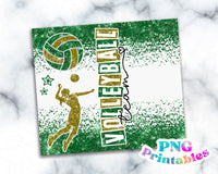 Volleyball Glitter 20 oz Skinny Tumbler png Design -  Green and Gold