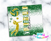 Volleyball Glitter 20 oz Skinny Tumbler png Design -  Green and Yellow