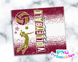 Volleyball Glitter 20 oz Skinny Tumbler png Design - Maroon and Gold