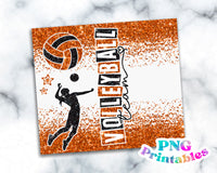 Volleyball Glitter 20 oz Skinny Tumbler png Design - Orange and Black