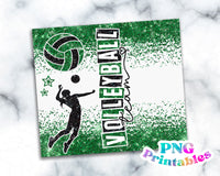 Volleyball Glitter 20 oz Skinny Tumbler png Design - Green and Black