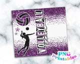 Volleyball Glitter 20 oz Skinny Tumbler png Design - Purple and Black