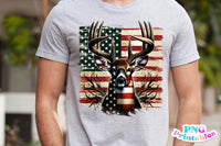 American Flag and Deer | Hunting PNG Print File