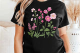 Faux Embroidery Pink Wildflower Pocket | PNG Sublimation File