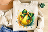 Softball with Green and Gold Bow | PNG File