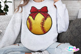 Faux Embroidered Softball | PNG Sublimation File