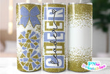 Cheer Glitter 20 oz Skinny Tumbler png Design - Gold and Light Blue