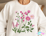 Faux Embroidery Pink Wildflower Pocket | PNG Sublimation File