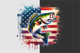 Bass Fish and American Flag | Fishing PNG Print File
