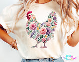 Floral Chicken | PNG Sublimation File