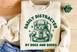 Easily Distracted By Dogs and Books | PNG Sublimation File