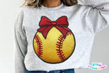 Faux Embroidered Softball | PNG Sublimation File