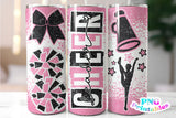 Cheer Glitter 20 oz Skinny Tumbler png Design - Light Pink and Black